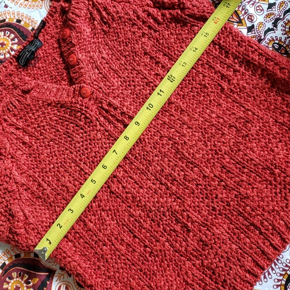 RENEE TENER for Jeanne Pierre 3 button Cap sleeve large weave knit sweater SZ.S - Picture 6 of 7